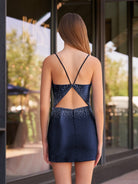 Jolene |Sheath Beaded Satin Homecoming Dress with Side Slit - KissProm