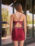 Jolene |Sheath Beaded Satin Homecoming Dress with Side Slit - KissProm