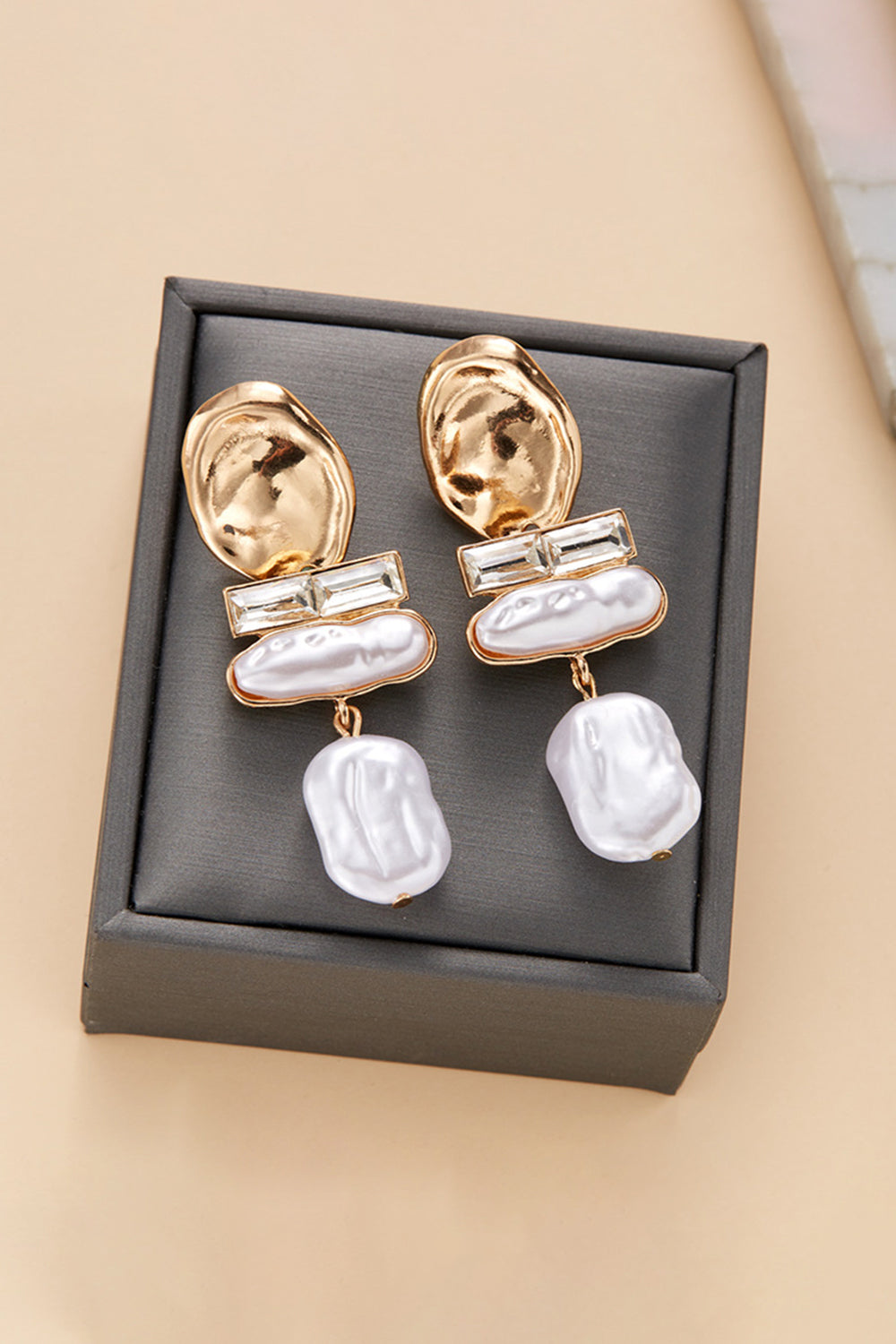Gold &amp; Pearl Dangle Earring