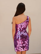 Jaliyah | Green Cut Glass Mirror One - Shoulder Cutout Short Party Dress - KissProm