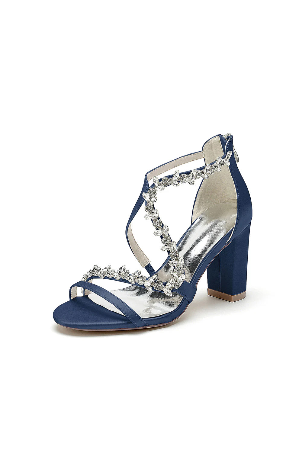 Open Point Toe Rhinestone Beaded Wedding Shoes