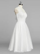 KissDress-Halter A-Line Short Tulle Wedding Dress With Ruching