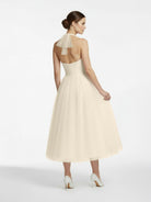 KissDress-Halter A-Line Short Tulle Wedding Dress With Ruching