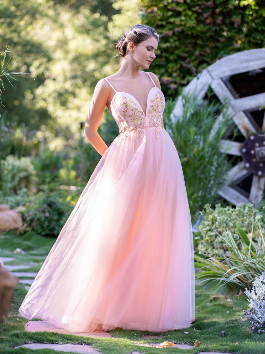 slim fit dress slacks Elegant A-Line Satin Sequined Sleeveless Halter Pink Long Prom Dresses main image 0