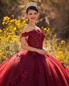Illa | Ball Gown Organza Sweetheart Burgundy Quinceanera Dress - KissProm
