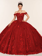 Illa | Ball Gown Organza Sweetheart Burgundy Quinceanera Dress - KissProm