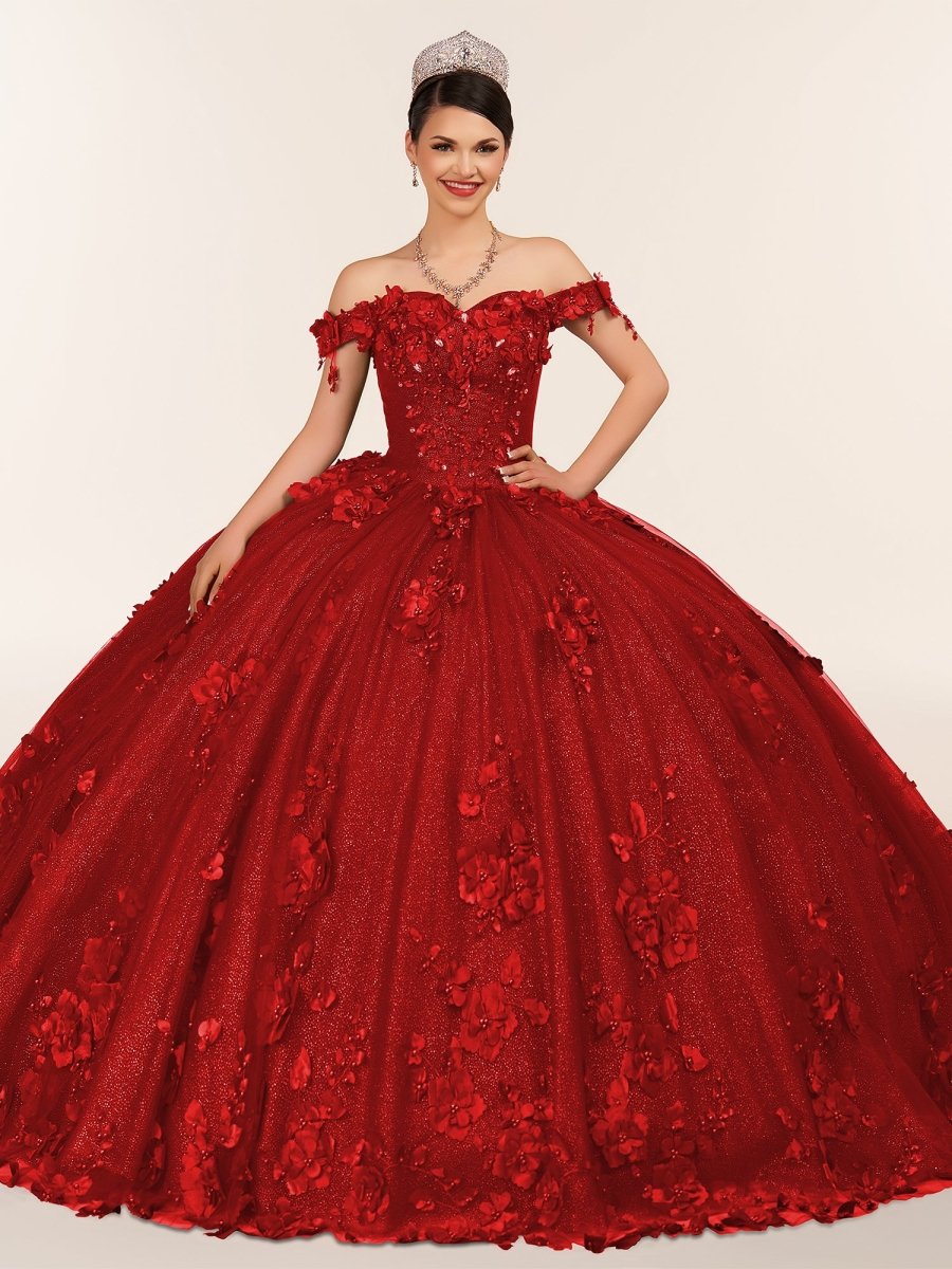 Illa | Ball Gown Organza Sweetheart Burgundy Quinceanera Dress - KissProm