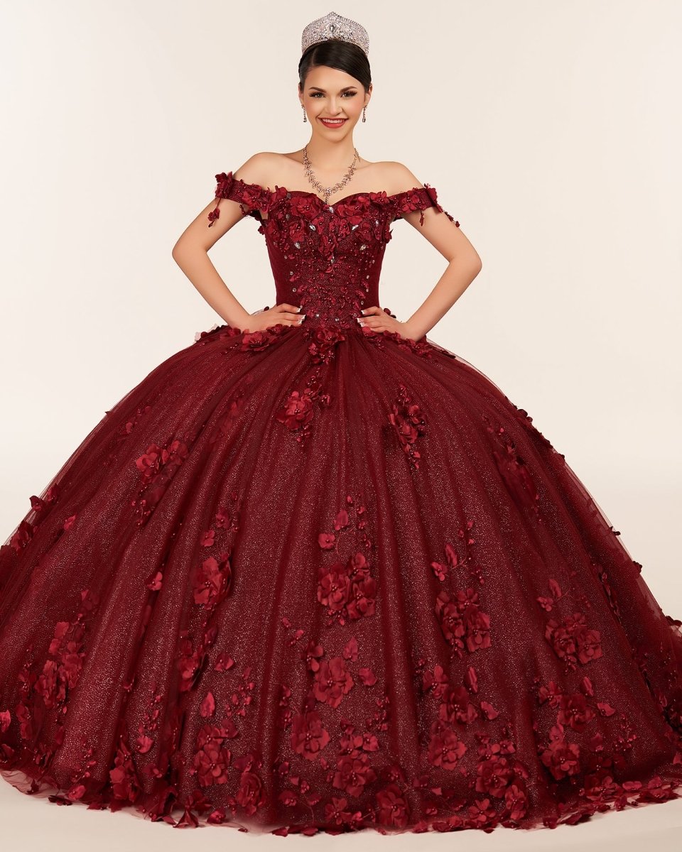 Illa | Ball Gown Organza Sweetheart Burgundy Quinceanera Dress - KissProm