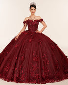 Illa | Ball Gown Organza Sweetheart Burgundy Quinceanera Dress - KissProm