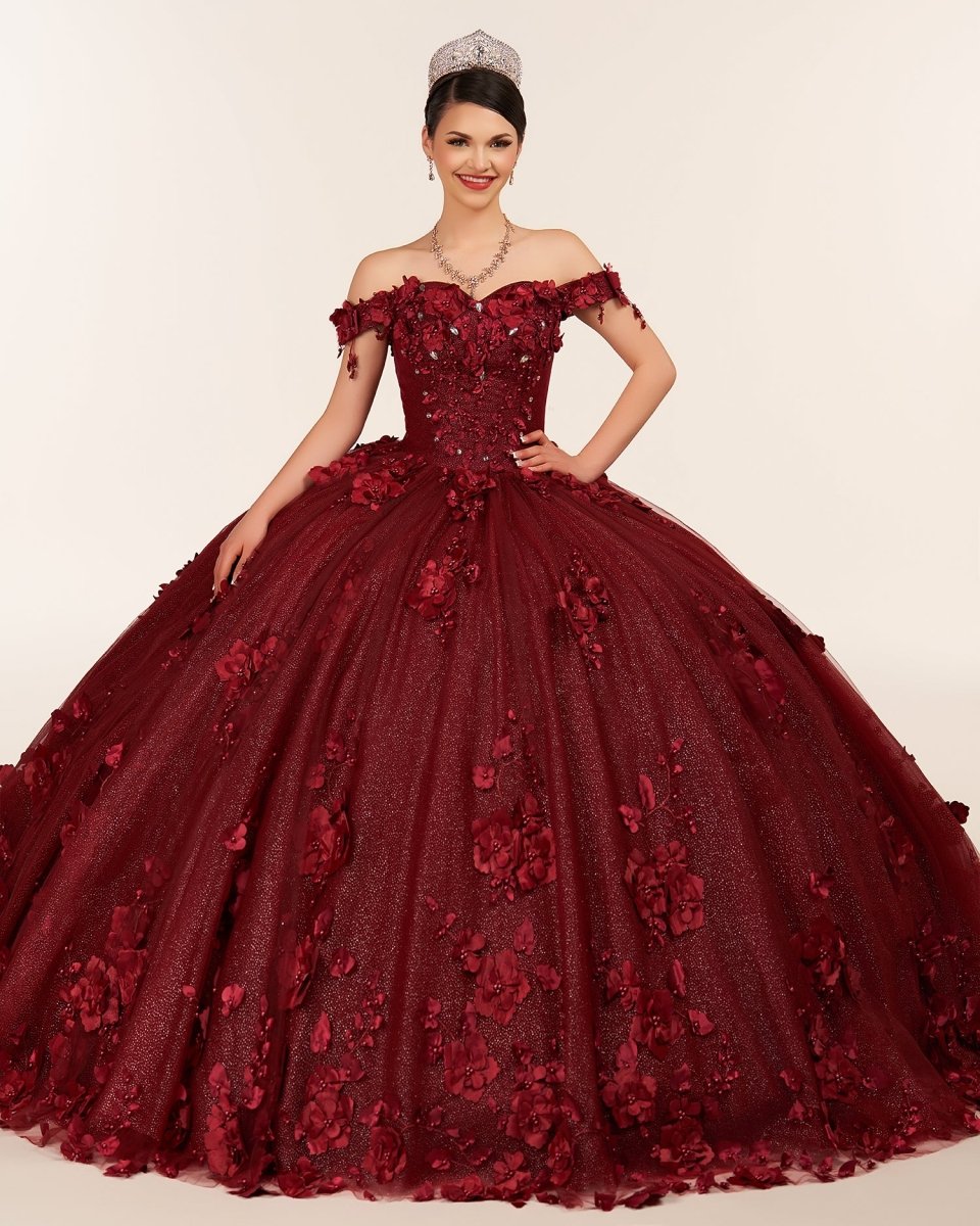Illa | Ball Gown Organza Sweetheart Burgundy Quinceanera Dress - KissProm