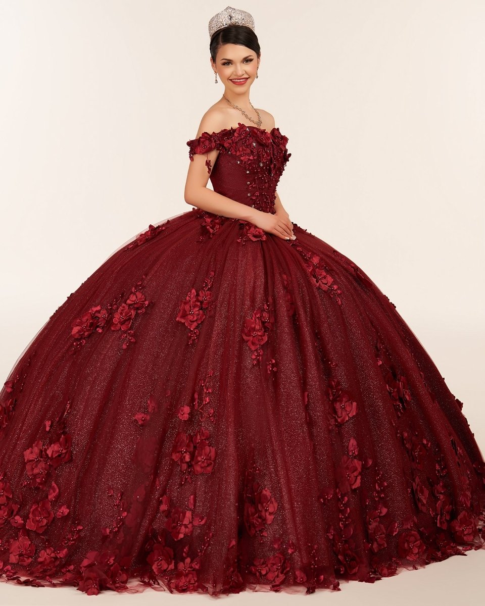 Illa | Ball Gown Organza Sweetheart Burgundy Quinceanera Dress - KissProm