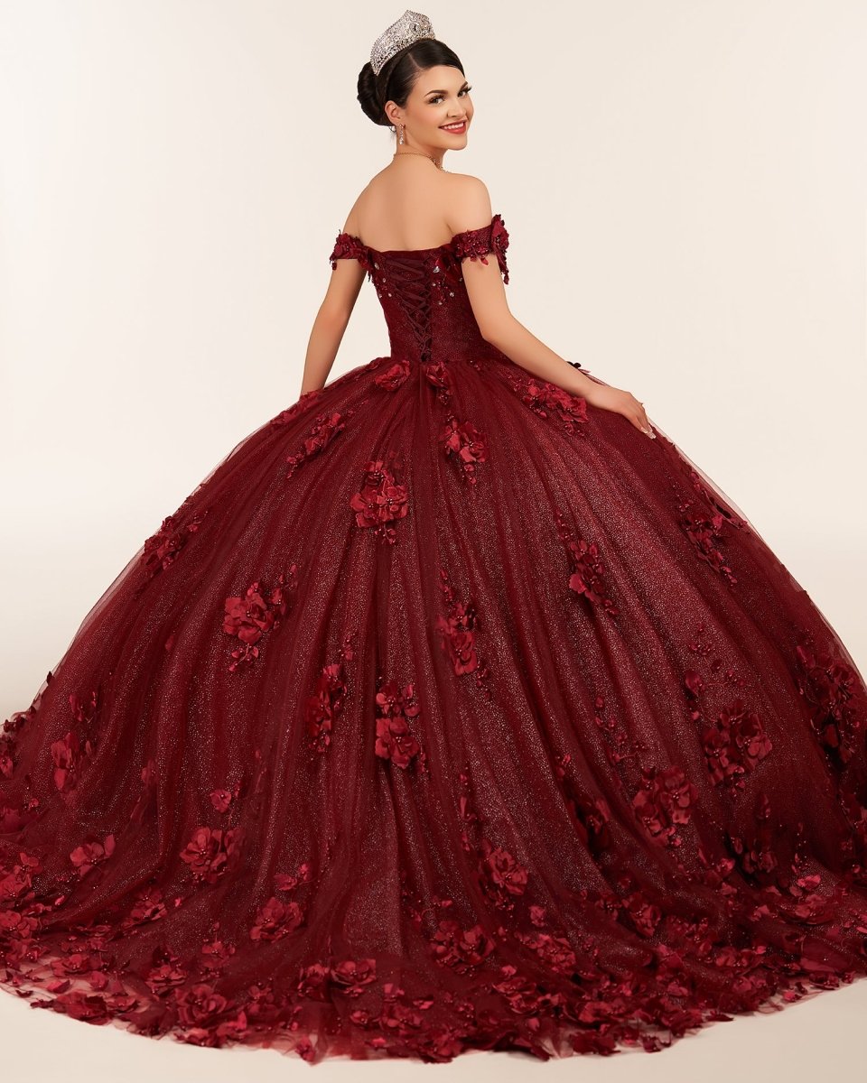 Illa | Ball Gown Organza Sweetheart Burgundy Quinceanera Dress - KissProm