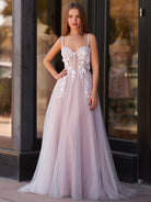 Felicity |Lavender A - line Sweetheart Neckline Tulle Sweep Train Prom Dress - KissProm