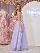 Hope | Lavender A - Line Strapless Tulle Homecoming Dress With 3D Flowers - KissProm