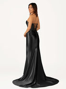 Idra | Emerald Green Beaded Strapless Applique Formal Dress with Slit - KissProm
