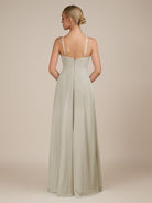 KissDress-Ione Dove Gray A Line Chiffon Halter Neck Long Bridesmaid Dress with Slit