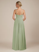 KissDress-Ione Dusty Sage A Line Chiffon Halter Neck Long Bridesmaid Dress with Slit