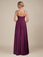 KissDress-Ione Fig A Line Chiffon Halter Neck Long Bridesmaid Dress with Slit