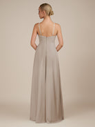 KissDress-Ione Frost A Line Chiffon Halter Neck Long Bridesmaid Dress with Slit