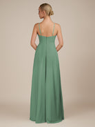 KissDress-Ione Sea Glass A Line Chiffon Halter Neck Long Bridesmaid Dress with Slit