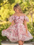 Ivana | A Line Off the Shoulder Printed Tulle Short Homecoming Dress - KissProm