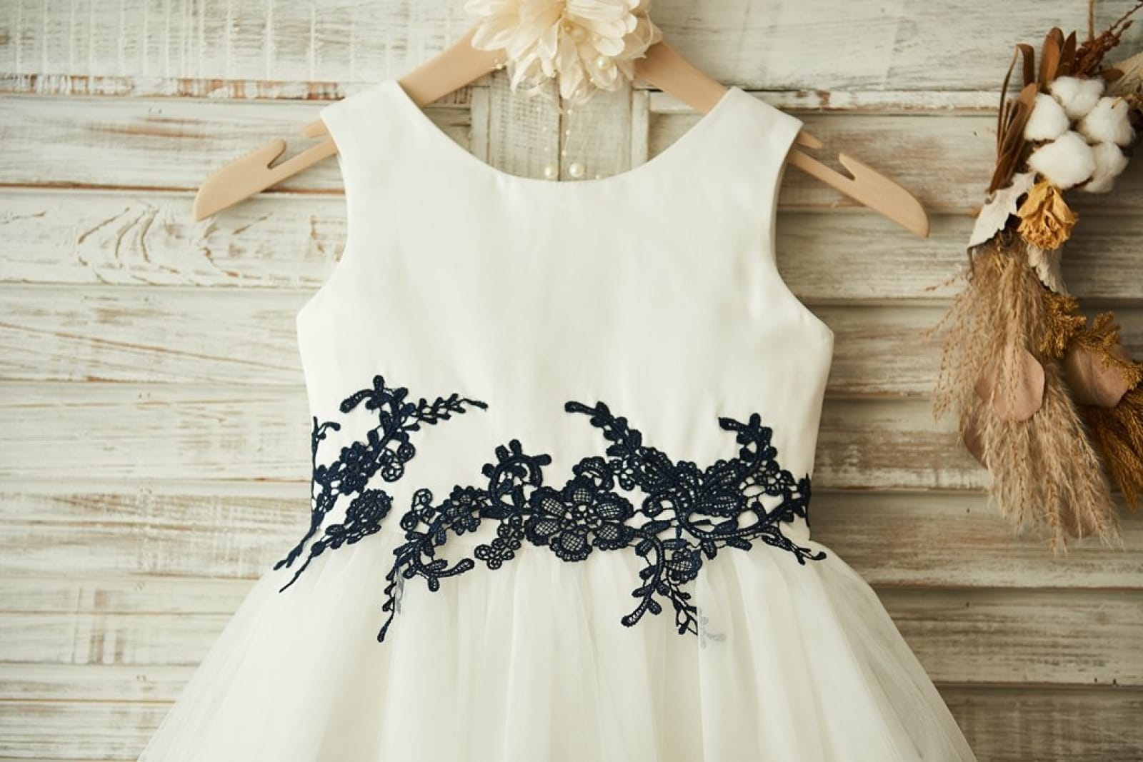 Sherly Satin Tulle Black Lace Flower Girl Dress