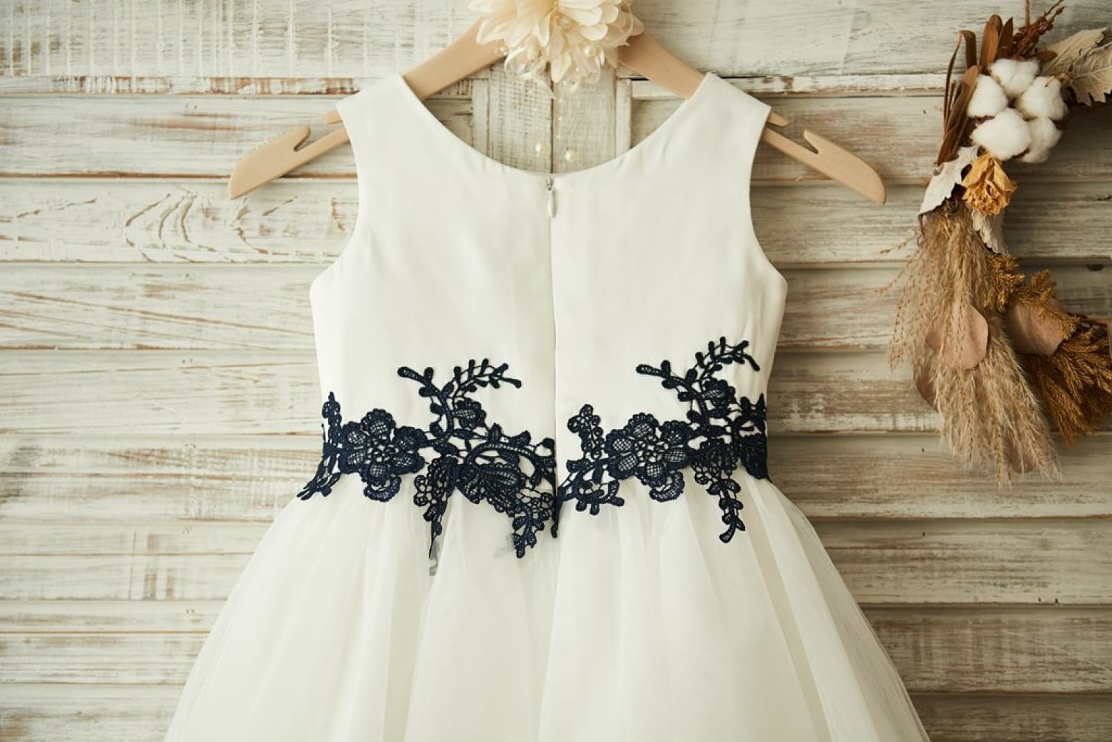Sherly Satin Tulle Black Lace Flower Girl Dress