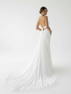 KissDress-Ivory Sweetheart Backless Mermaid Long Wedding Dress with Attached Train