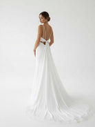 KissDress-Ivory Sweetheart Backless Mermaid Long Wedding Dress with Attached Train