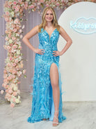 Sonia | Jade Sequin Lace V Neck Mermaid Prom Dresses with Slit - KissProm