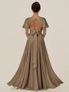 KissDress-Jania Willow Green A Line Chiffon V Neck Long Bridesmaid Dress with Flutter Sleeves
