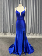 Janiyah |Mermaid V Neck Beaded Jersey Prom Dress with Slit - KissProm