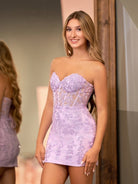 Jasmine | Pink Tight Short Homecoming Dress with Appliques - KissProm