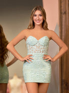 Jasmine | Pink Tight Short Homecoming Dress with Appliques - KissProm