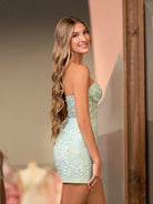 Jasmine | Pink Tight Short Homecoming Dress with Appliques - KissProm