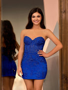 Jasmine | Pink Tight Short Homecoming Dress with Appliques - KissProm