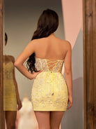 Jasmine | Pink Tight Short Homecoming Dress with Appliques - KissProm