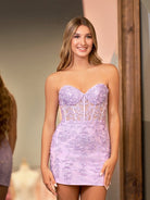 Jasmine | Pink Tight Short Homecoming Dress with Appliques - KissProm