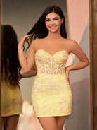 Jasmine | Pink Tight Short Homecoming Dress with Appliques - KissProm