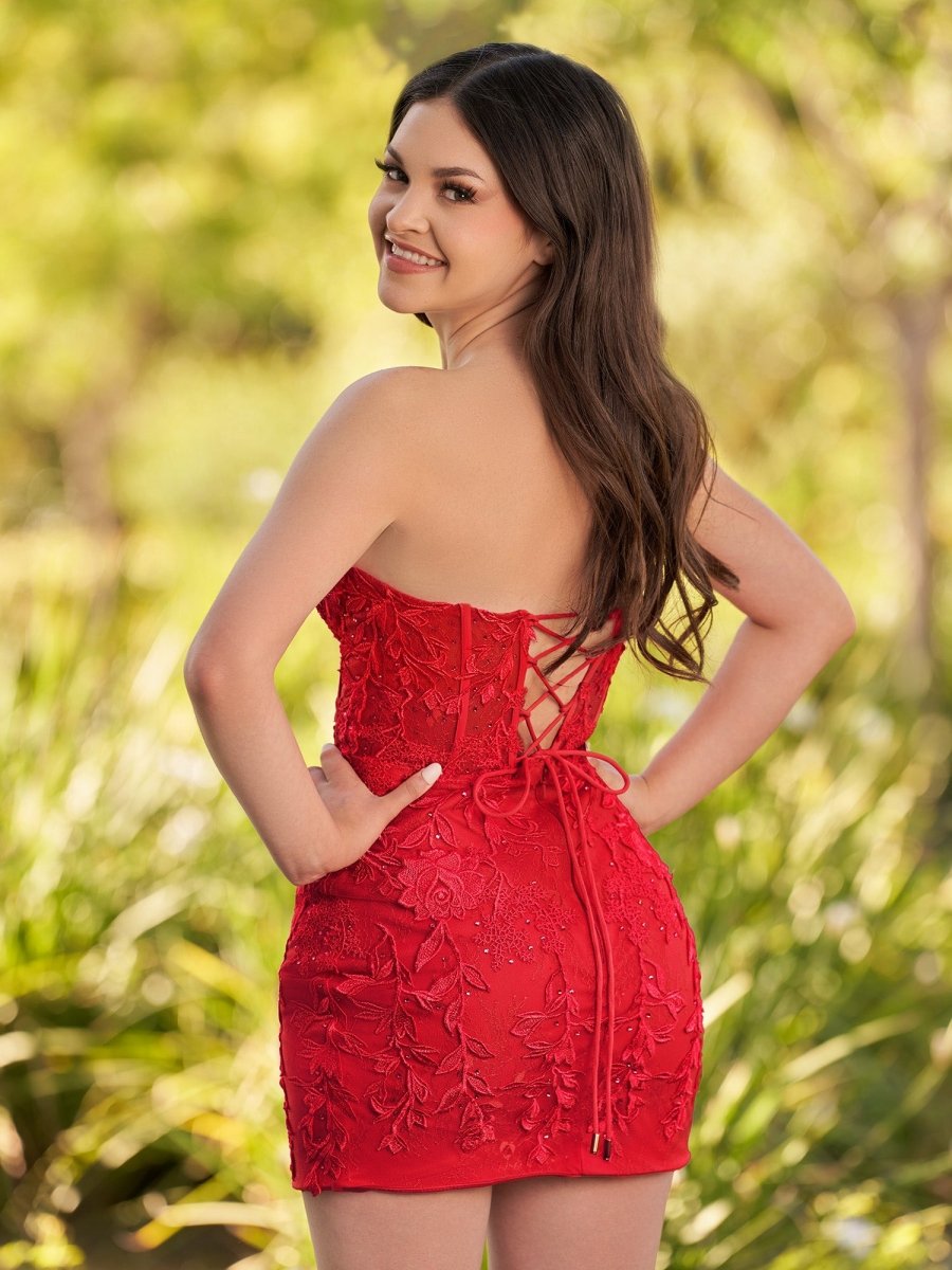 Jasmine | Pink Tight Short Homecoming Dress with Appliques - KissProm