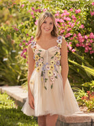 Quinta | 3D Flower Tulle Short Length Prom Dresses - KissProm