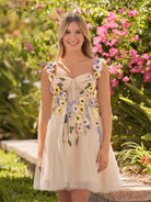 Quinta | 3D Flower Tulle Short Length Prom Dresses - KissProm