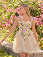 Quinta | 3D Flower Tulle Short Length Prom Dresses - KissProm