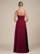 KissDress-Jovienne Berry Sheath Scoop Neck Chiffon Long Bridesmaid Dress with Slit