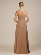 KissDress-Jovienne Bronzer Sheath Scoop Neck Chiffon Long Bridesmaid Dress with Slit