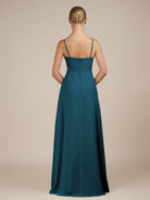KissDress-Jovienne Dark Teal Sheath Scoop Neck Chiffon Long Bridesmaid Dress with Slit