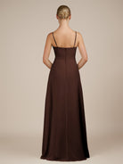 KissDress-Jovienne Espresso Sheath Scoop Neck Chiffon Long Bridesmaid Dress with Slit