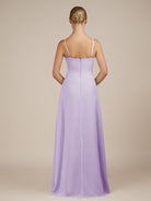 KissDress-Jovienne Lavender Sheath Scoop Neck Chiffon Long Bridesmaid Dress with Slit
