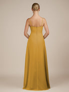KissDress-Jovienne Marigold Sheath Scoop Neck Chiffon Long Bridesmaid Dress with Slit