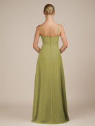 KissDress-Jovienne Moss Green Sheath Scoop Neck Chiffon Long Bridesmaid Dress with Slit